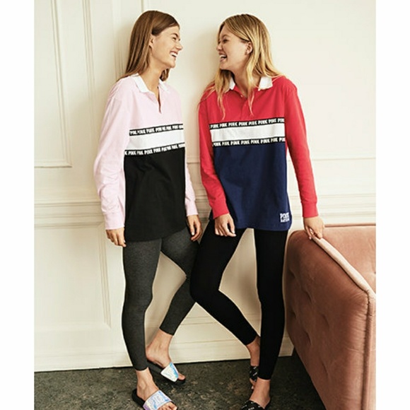 victoria secret pink nation rugby long sleeve tee - Picture 4 of 4